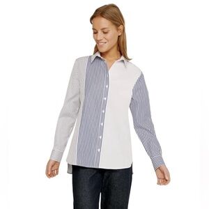 Harshman New NWT 100% Cotton Blue White Stripe Aurora Shirt Button Down Size S